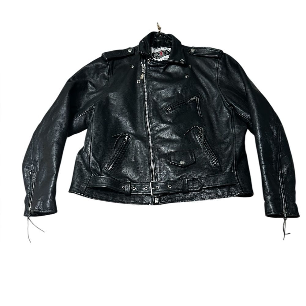 Vintage Y2K Z1R Apparel Black Leather Motorcycle Biker Jacket Men’s 52